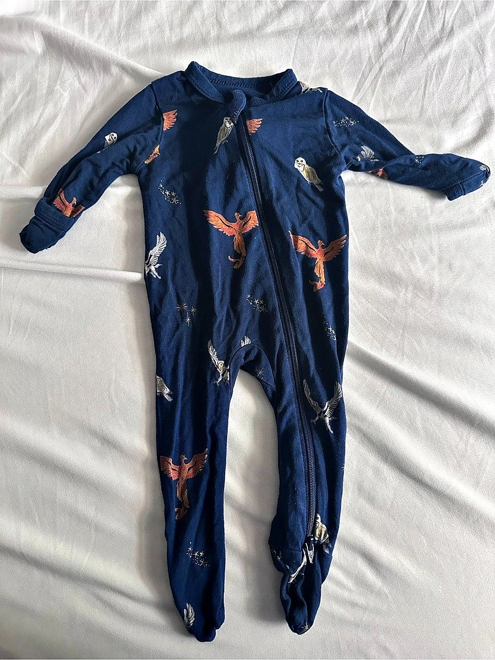 Kyte Baby x Harry Potter Flight Zippered Footie Blue & Orange